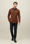 Boglioli Stretch Wool Herringbone Double-breasted K-jacket In Brown