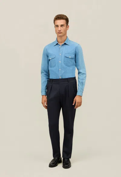 Boglioli Stretch Wool Mario Trousers In Blue