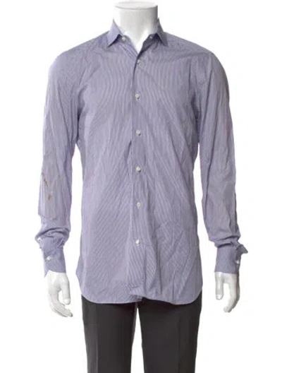 Pre-owned Boglioli Striped Long Sleeve Dress Shirt In Purple