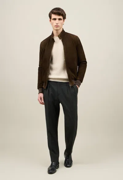 Boglioli Suede Padded Bomber In Brown