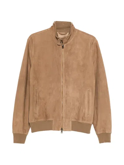 Boglioli Suede Zip-up Bomber Jacket In Brown