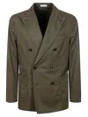 Boglioli Double-breasted Cotton Suit In Green
