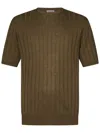 Boglioli Crewneck Green Flat-ribbed Linen In Green