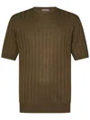 Boglioli Crewneck Green Flat-ribbed Linen In Brown