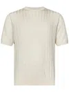 Boglioli Short-sleeved Linen-cotton Blend Sweater With Flat-ribbed Texture In White