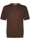 Boglioli Crewneck Brown Flat-ribbed Linen In Brown