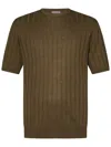 Boglioli Crewneck Green Flat-ribbed Linen In Green