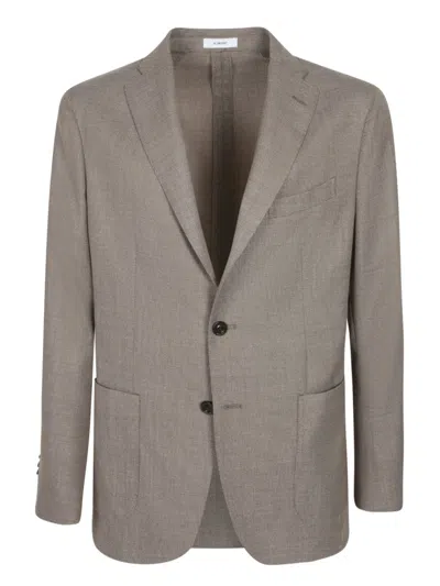 Boglioli Tailored Beige Blazer With Classic Notch Lapel And Subtle Texture In Gray