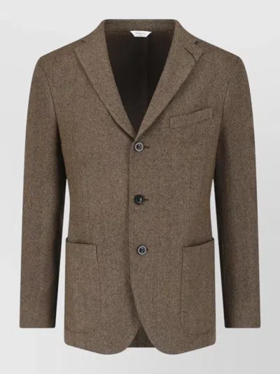 Boglioli Tailored Blazer Herringbone Pattern Front Pockets In Blue