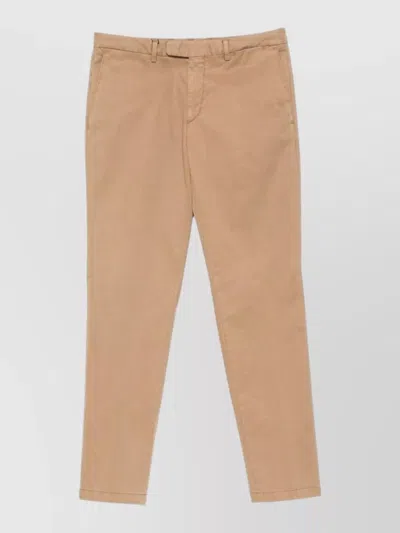 Boglioli Tailored Cotton Blend Trousers Belt Loops In Brown