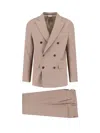 Boglioli Tailored Double-breasted Suit With Notched Lapel And Textured Fabric In Neutral