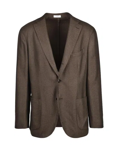 Boglioli Tailored Forest Green Blazer With Notch Lapel And Unlined Design In Brown