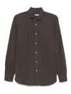 Boglioli Tencel Long-sleeved Shirt In Brown