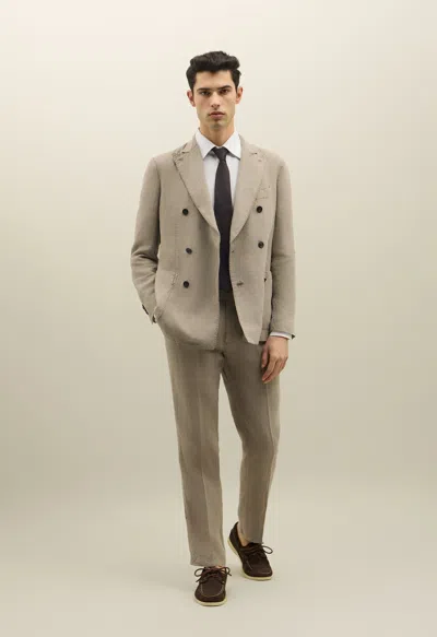 Boglioli Tinto Terra Linen Double-breasted K-suit In Brown