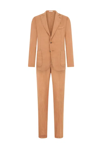 Boglioli Tinto Terra Linen K-suit In Brown