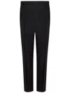 Boglioli Refined Black Stretch Wool Trousers With Toggled Waistband