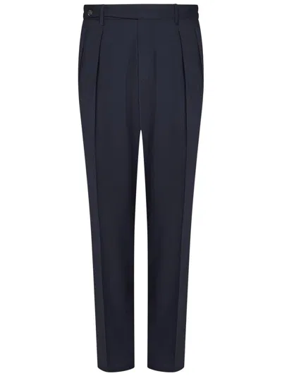 Boglioli Tailored Blue Trousers With Double Pleats And Toggles