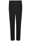 Boglioli Refined Black Stretch Wool Trousers With Toggled Waistband