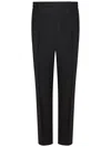 Boglioli Refined Black Stretch Wool Trousers With Toggled Waistband In Black