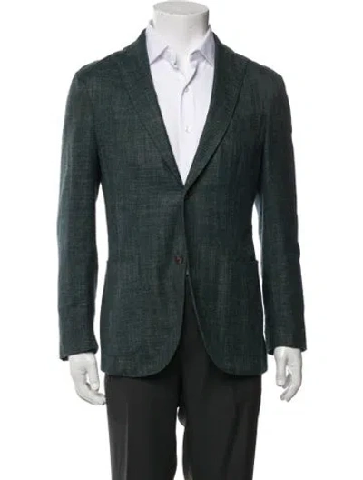 Pre-owned Boglioli Tweed Pattern Blazer In Green