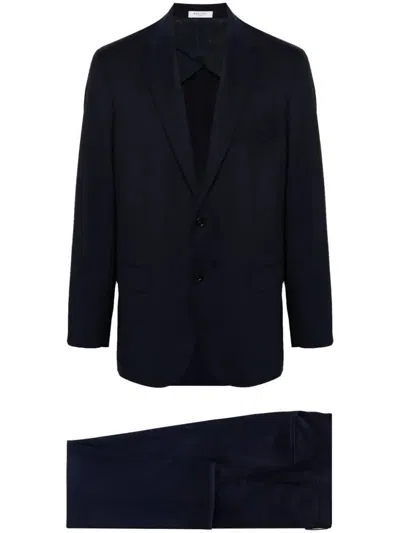 Boglioli Striped Double-breasted Virgin Wool Suit In Blue