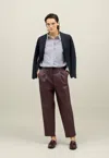 Boglioli Vegan Leather Cropped Trousers In Burgundy