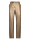 Boglioli Vegan Leather Metallic Trousers In Brown