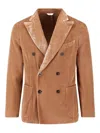 Boglioli Velvet Double-breasted Jacket In Brown