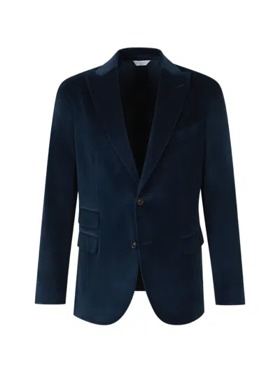 Boglioli Velvet Single-breasted Jacket In Blue
