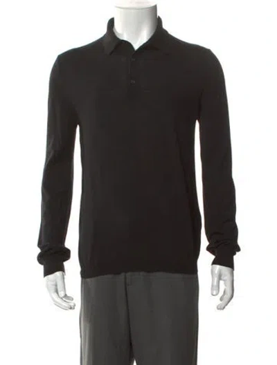 Pre-owned Boglioli Virgin Wool Collar Polo Sweater In Black