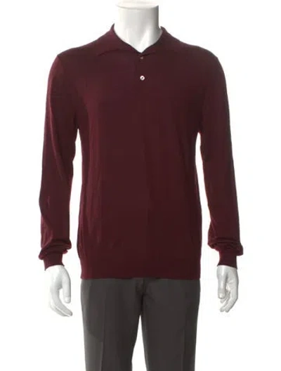 Pre-owned Boglioli Virgin Wool Crew Neck Polo Shirt In Burgundy