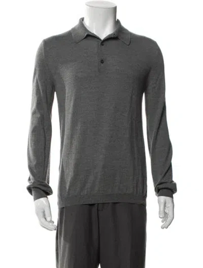 Pre-owned Boglioli Virgin Wool Crew Neck Polo Sweater In Gray