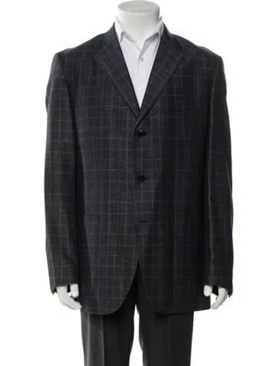 Pre-owned Boglioli Virgin Wool Plaid Print Blazer In Blue