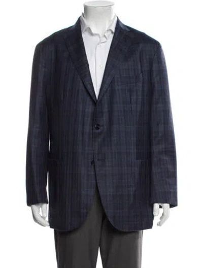 Pre-owned Boglioli Virgin Wool Plaid Print Blazer In Blue