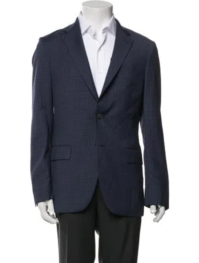 Pre-owned Boglioli Virgin Wool Plaid Print Blazer In Blue