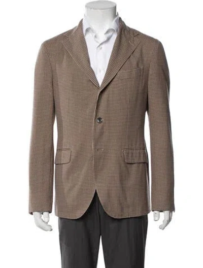Pre-owned Boglioli Virgin Wool Plaid Print Blazer In Neutrals