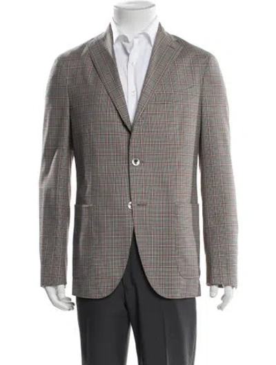 Pre-owned Boglioli Virgin Wool Plaid Print Sport Coat In Grey
