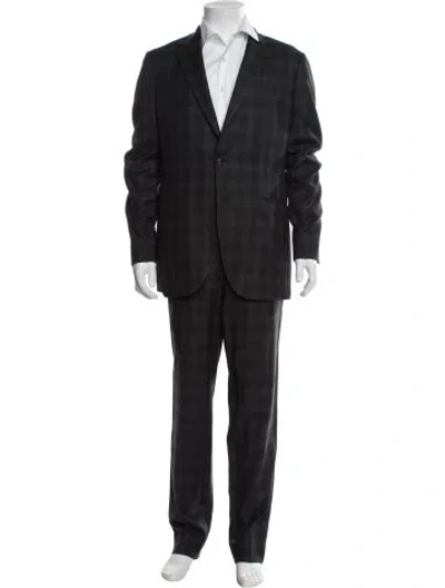 Pre-owned Boglioli Virgin Wool Plaid Print Two-piece Blazer In Black