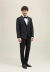 Boglioli Virgin Wool Satin Milano Tuxedo Suit In Black