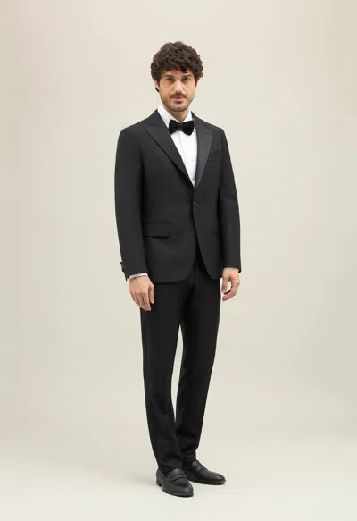 Boglioli Virgin Wool Satin Milano Tuxedo Suit In Black