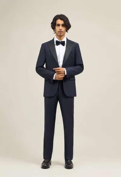 Boglioli Virgin Wool Satin Milano Tuxedo Suit In Dark Blue