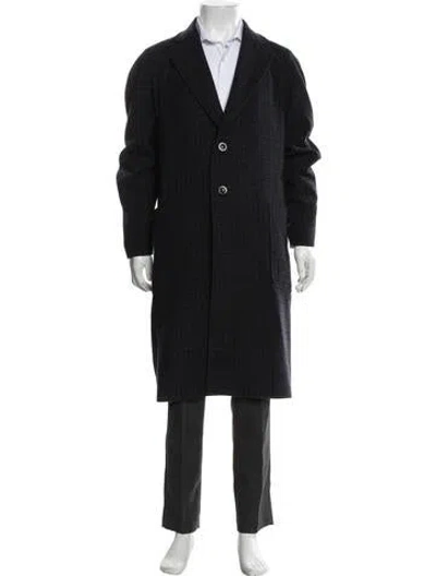 Pre-owned Boglioli Virgin Wool Tweed Pattern Coat In Black