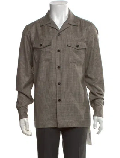 Pre-owned Boglioli Virgin Wool Tweed Pattern Shirt W/ Tags In Neutrals