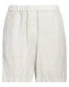 Boglioli Woman Shorts & Bermuda Shorts Light Grey Size 4 Linen