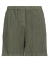 Boglioli Woman Shorts & Bermuda Shorts Military Green Size 4 Linen