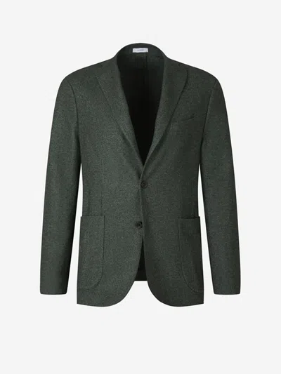 Boglioli Wool And Cotton Americana In Dark Green