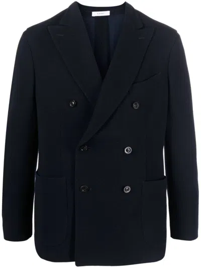 Boglioli Wool Blend Double-breasted Jacket In Blue