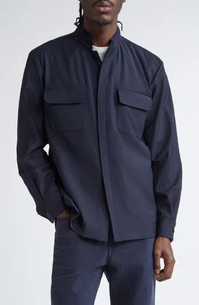 Boglioli Wool Blend Overshirt In Blue