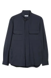 Boglioli Men's Overshirt With Band Collar In 780 Navy