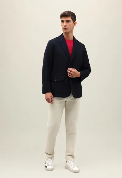 Boglioli Wool Cashmere Felt Casual Jacket In Dark Blue